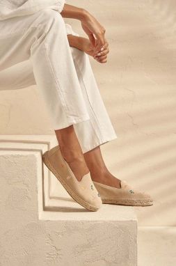 Semišové espadrilky Manebi Palm Springs Flat Espadrilles béžová farba, G 7.3 N0