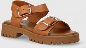 Kožené sandále Wojas 7610853 dámske, hnedá farba