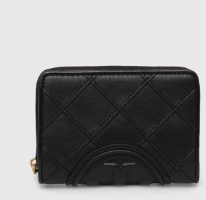 Kožená peňaženka Tory Burch dámsky, čierna farba
