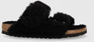 Vlnené papuče Birkenstock Arizona BB Shearling Arizona Big Buckle Shearling čierna farba, 1023105