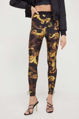 Legíny Versace Jeans Couture dámske, čierna farba, vzorované, 76HAC101 JS292