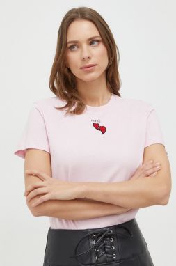 Bavlnené tričko Pinko dámsky, ružová farba, 100789.A1P8