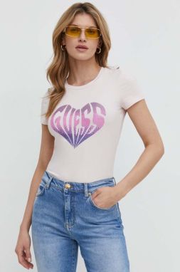 Tričko Guess HEART dámsky, ružová farba, W4RI53 J1314