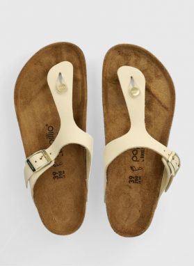 Kožené žabky BIRKENSTOCK X PAPILLIO Gizeh Platform Flex dámske, béžová farba, na plochom podpätku, 1026899,