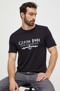 Tričko Guess pánsky, čierna farba, s potlačou, M4GI27 J1314