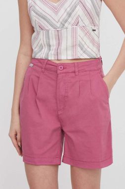 Šortky Pepe Jeans dámske, ružová farba, jednofarebné, vysoký pás