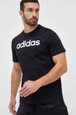 Bavlnené tričko adidas čierna farba, s potlačou, IC9274