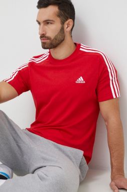 Bavlnené tričko adidas červená farba, vzorované, IC9339