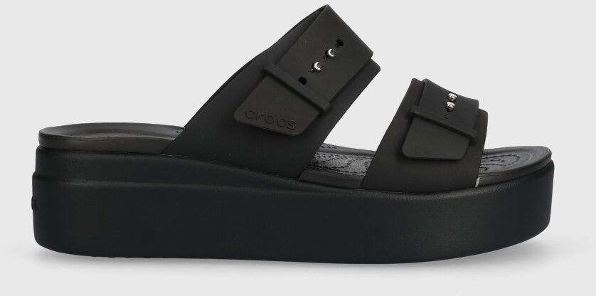 Šľapky Crocs Brooklyn Low Wedge Sandal dámske, čierna farba, na platforme, 208728