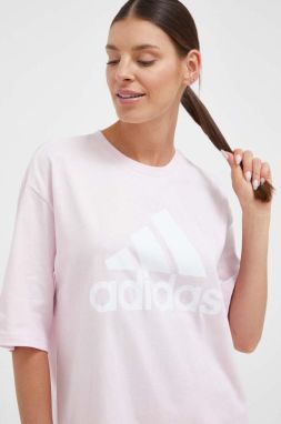 Bavlnené tričko adidas ružová farba, IC9860
