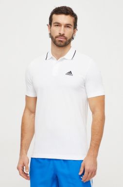 Bavlnené polo tričko adidas biela farba, s nášivkou, IC9315
