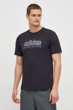 Bavlnené tričko adidas pánske, čierna farba, s potlačou, IM8313
