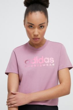 Bavlnené tričko adidas dámske, fialová farba, IT1443