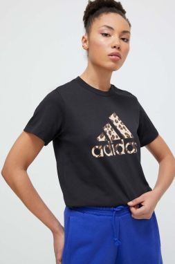 Bavlnené tričko adidas dámske, čierna farba, IT1425