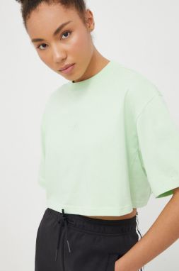 Bavlnené tričko adidas dámske, zelená farba, IR8871
