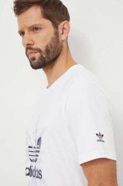 Bavlnené tričko adidas Originals pánsky, biela farba, s potlačou, IR9438