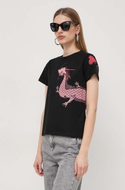 Bavlnené tričko Pinko dámsky, čierna farba, 100535.A1RN