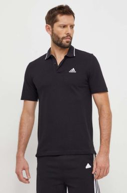 Bavlnené polo tričko adidas čierna farba, jednofarebný, IC9314