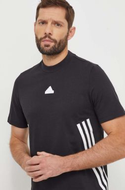 Bavlnené tričko adidas pánske, čierna farba, s potlačou, IX5196
