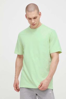 Bavlnené tričko adidas pánske, zelená farba, jednofarebný, IR9111