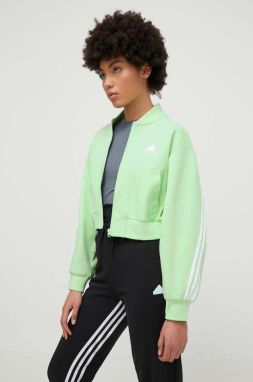 Mikina adidas dámska, zelená farba, s nášivkou,  IS3651