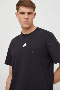 Bavlnené tričko adidas pánske, čierna farba, s nášivkou,  IP4077