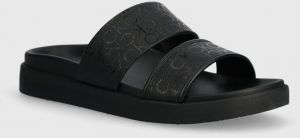 Šľapky Calvin Klein FLAT SLIDE EPI MONO dámske, čierna farba, HW0HW01957