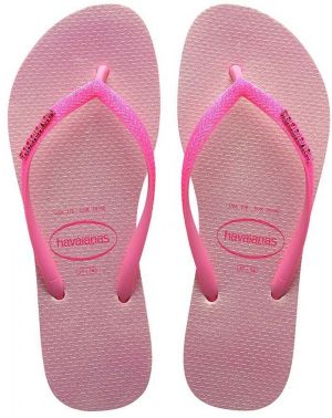 Žabky Havaianas SLIM GLITTER IRIDESCENT dámske, ružová farba, na plochom podpätku, 4148922.1749