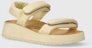 Kožené sandále Birkenstock BIRKENSTOCK X PAPILLIO Theda dámske, béžová farba, na platforme, 1026942