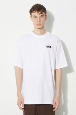Bavlnené tričko The North Face M S/S Essential Oversize Tee pánske, biela farba, s nášivkou, NF0A87NRFN41