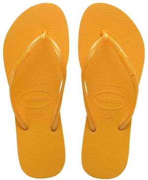 Žabky Havaianas SLIM dámske, oranžová farba, na plochom podpätku, 4000030.1740