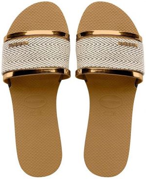 Šľapky Havaianas YOU TRANCOSO PREMIUM dámske, zlatá farba, 4146063.1856