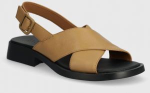 Kožené sandále Camper Dana dámske, béžová farba, na podpätku, K201600.001