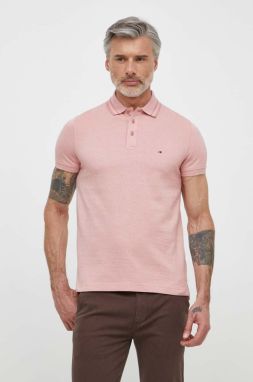 Bavlnené polo tričko Tommy Hilfiger ružová farba, jednofarebný