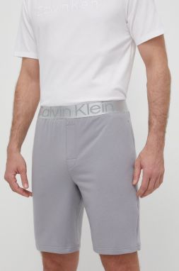 Pyžamové šortky Calvin Klein Underwear pánske, šedá farba, jednofarebná