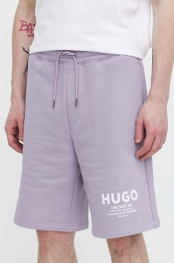 Bavlnené šortky Hugo Blue fialová farba