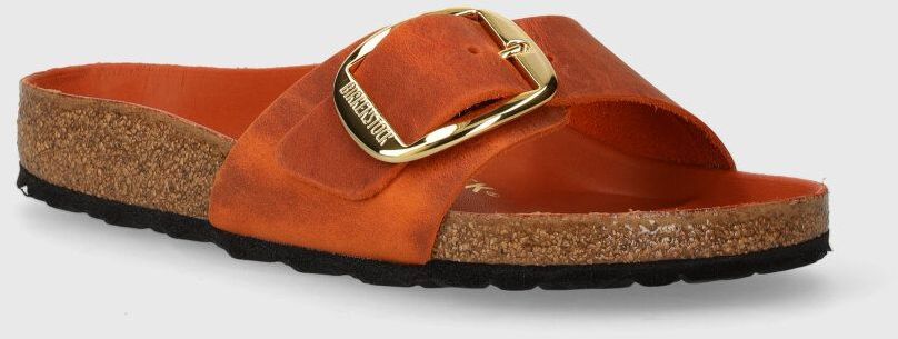 Kožené šľapky Birkenstock Madrid Big Buckle dámske, oranžová farba, 1026612