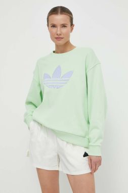 Mikina adidas Originals dámska, zelená farba, s nášivkou, IU2336