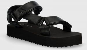 Sandále Armani Exchange dámske, čierna farba, na platforme, XDP044 XV841 00002