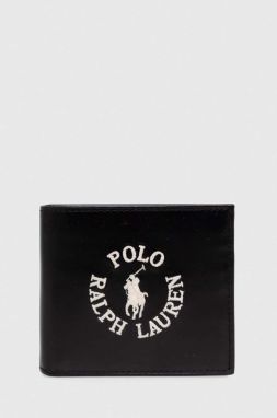 Kožená peňaženka Polo Ralph Lauren pánsky, čierna farba