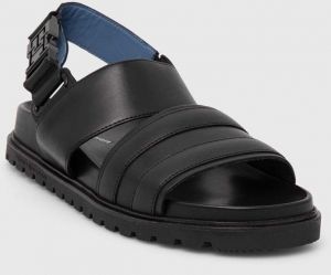 Kožené sandále Tommy Hilfiger ELEVATED TH BUCKLE LTH SANDAL pánske, čierna farba, FM0FM05007