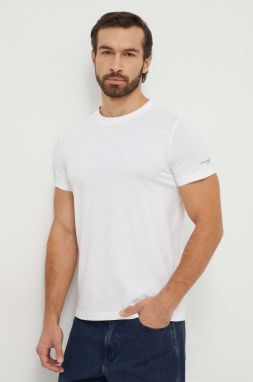Bavlnené tričko Tommy Hilfiger pánsky, biela farba, jednofarebný