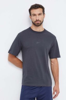 Bavlnené tričko Reebok šedá farba, s potlačou, 100070664