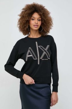 Mikina Armani Exchange dámska, čierna farba, s potlačou, 3DYM11 YJEBZ