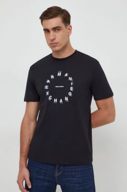 Bavlnené tričko Armani Exchange pánske, čierna farba, s potlačou, 3DZTBJ ZJ9TZ