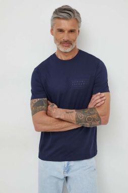 Bavlnené tričko Armani Exchange pánske, tmavomodrá farba, s potlačou, 3DZTJH ZJ9AZ