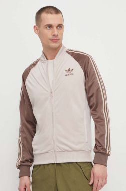 Mikina adidas Originals SST Track Top pánska, béžová farba, vzorovaná, IS3322