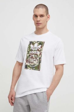 Bavlnené tričko adidas Originals Camo Tongue Tee pánske, biela farba, s potlačou, IS0246,