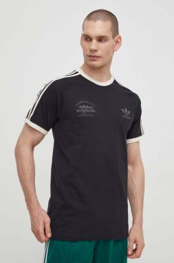 Bavlnené tričko adidas Originals Sport Graphic Cali Tee pánske, čierna farba, s nášivkou,  IS1413,