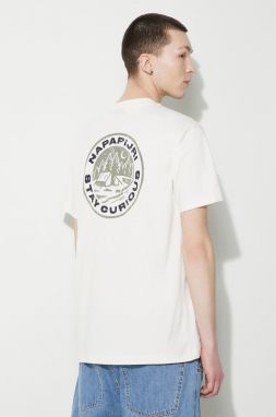 Bavlnené tričko Napapijri S-Kotcho pánske, béžová farba, s potlačou, NP0A4HTVN1A1